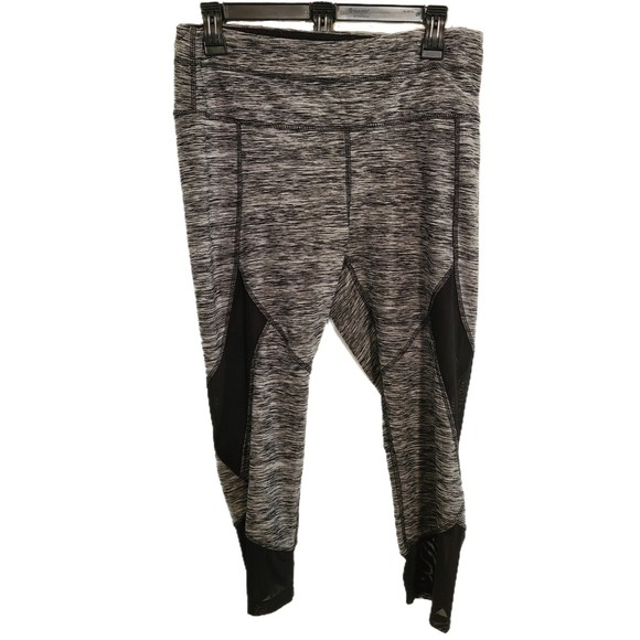 RBX ☆ Black & Gray Athletic 7/8 Leggings w/ Mesh Panels. Sz L (12-14), FREE S/H - Picture 2 of 5